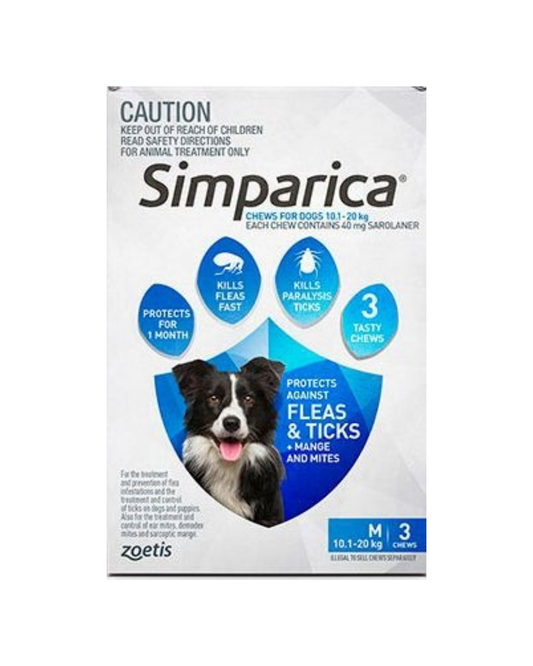 Simparica for Dogs 10.1-20kg Blue