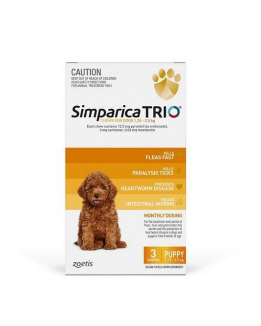 Simparica Trio for Dogs 1.3-2.5kg Yellow