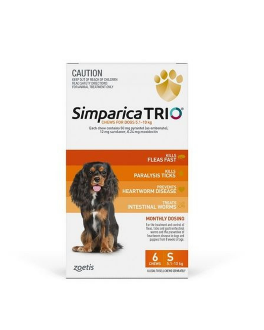 Simparica Trio for Dogs 5.1-10kg Orange