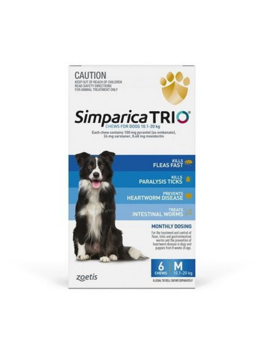 Simparica Trio for Dogs 10.1-20kg Blue