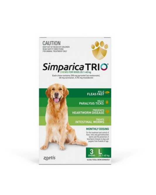Simparica Trio for Dogs 20.1-40kg Green